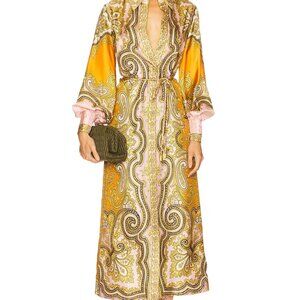 ALEMAIS paisley-print puff-sleeve maxi dress SIZE AU 10